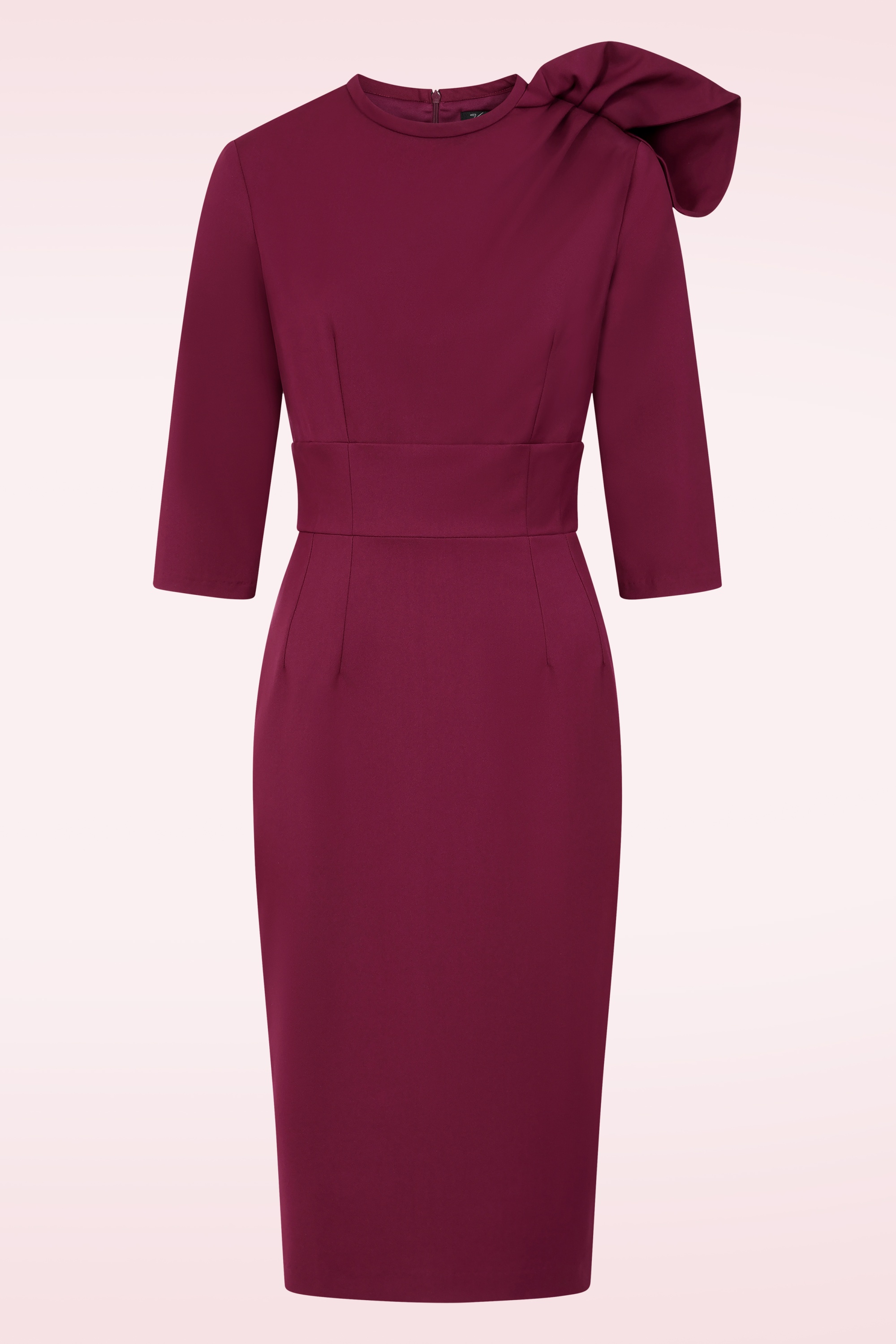 Vintage Diva  - Lorena pencil jurk in bordeauxrood 3