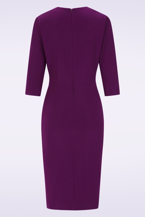 Vintage Diva  - Lilianne pencil jurk in paars violet 5