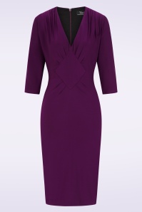 Vintage Diva  - Lilianne pencil jurk in paars violet 2