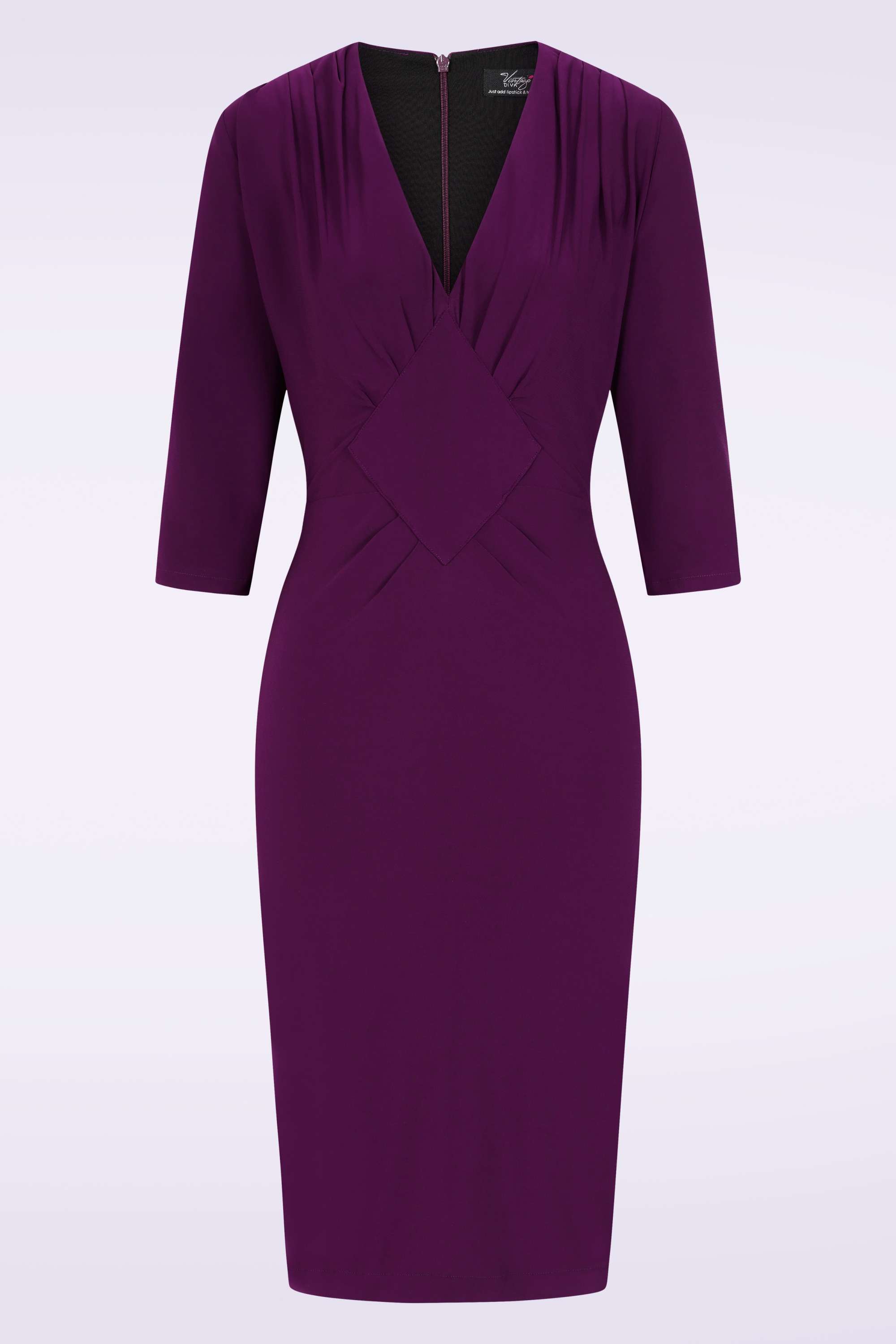 Vintage Diva  - Lilianne pencil jurk in paars violet 2