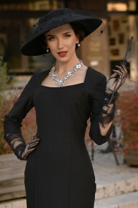 Vintage Diva  - Mara midi fishtail jurk in zwart 3