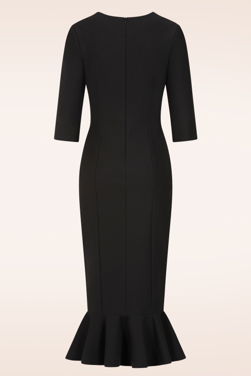Vintage Diva  - Mara midi fishtail jurk in zwart 5