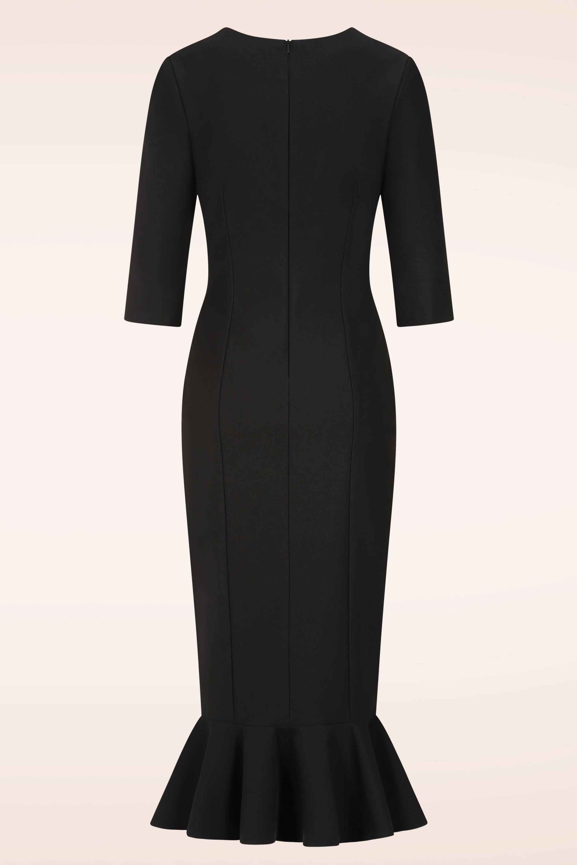 Vintage Diva  - Mara midi fishtail jurk in zwart 5