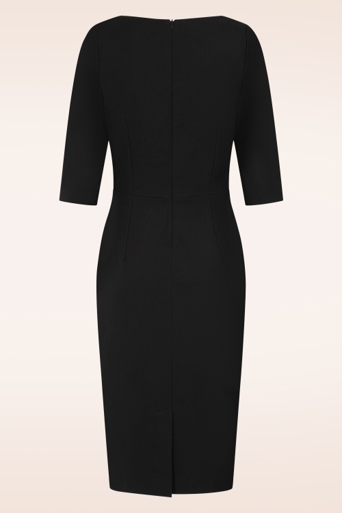 Vintage Diva  - Ferocity pencil jurk in zwart 5