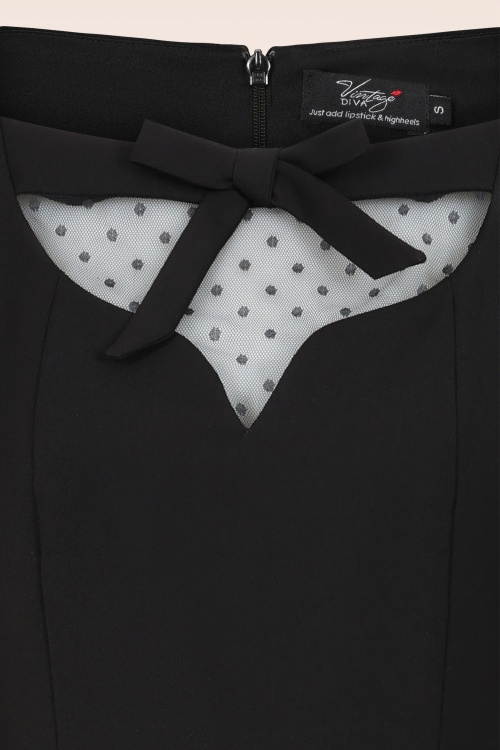 Vintage Diva  - Ferocity pencil jurk in zwart 3