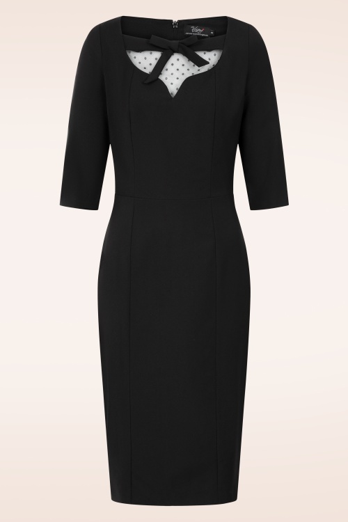 Vintage Diva - Ferocity pencil jurk in zwart 2
