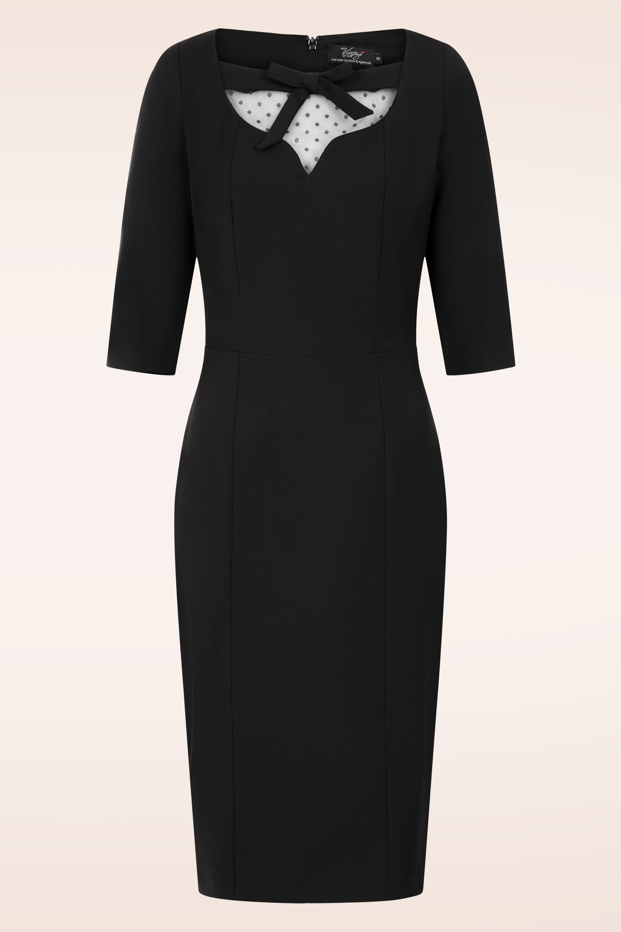 Vintage Diva  - Ferocity pencil jurk in zwart 2