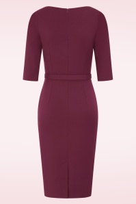 Vintage Diva  - Ferocity pencil jurk in bordeauxrood 6