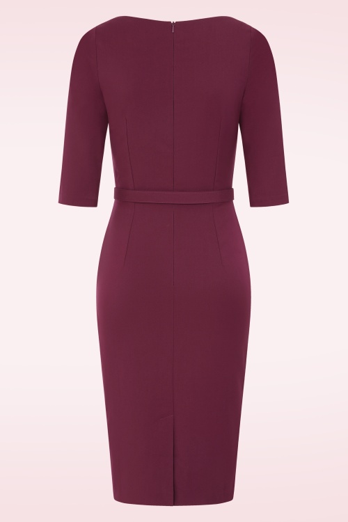 Vintage Diva  - Ferocity pencil jurk in bordeauxrood 6