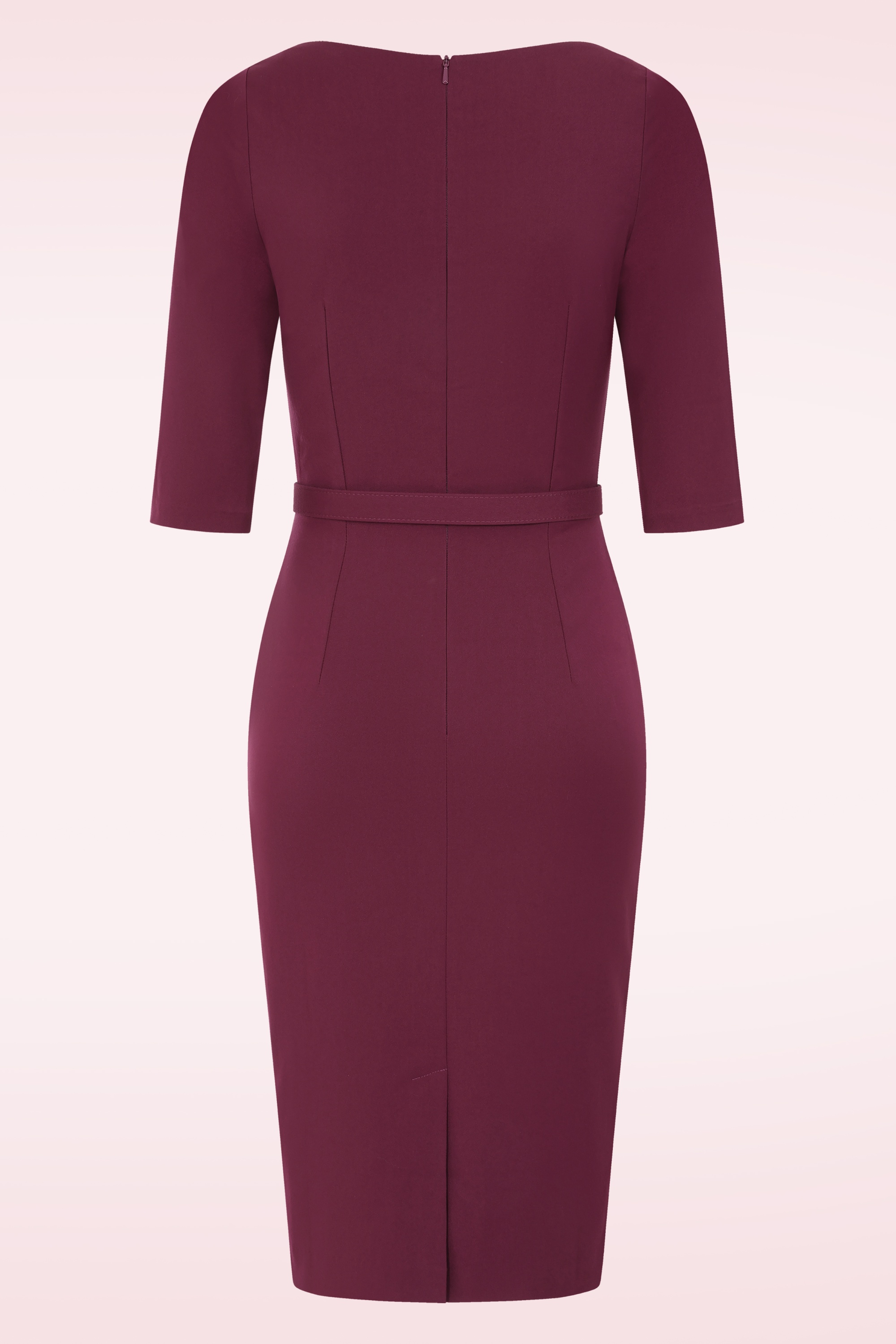 Vintage Diva  - Ferocity pencil jurk in bordeauxrood 6