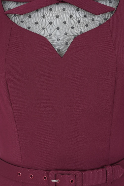 Vintage Diva - Ferocity pencil jurk in bordeauxrood 2