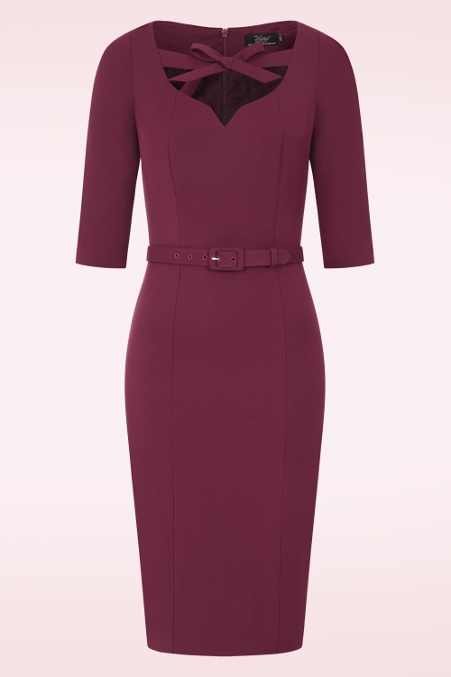Vintage Diva - Ferocity pencil jurk in bordeauxrood