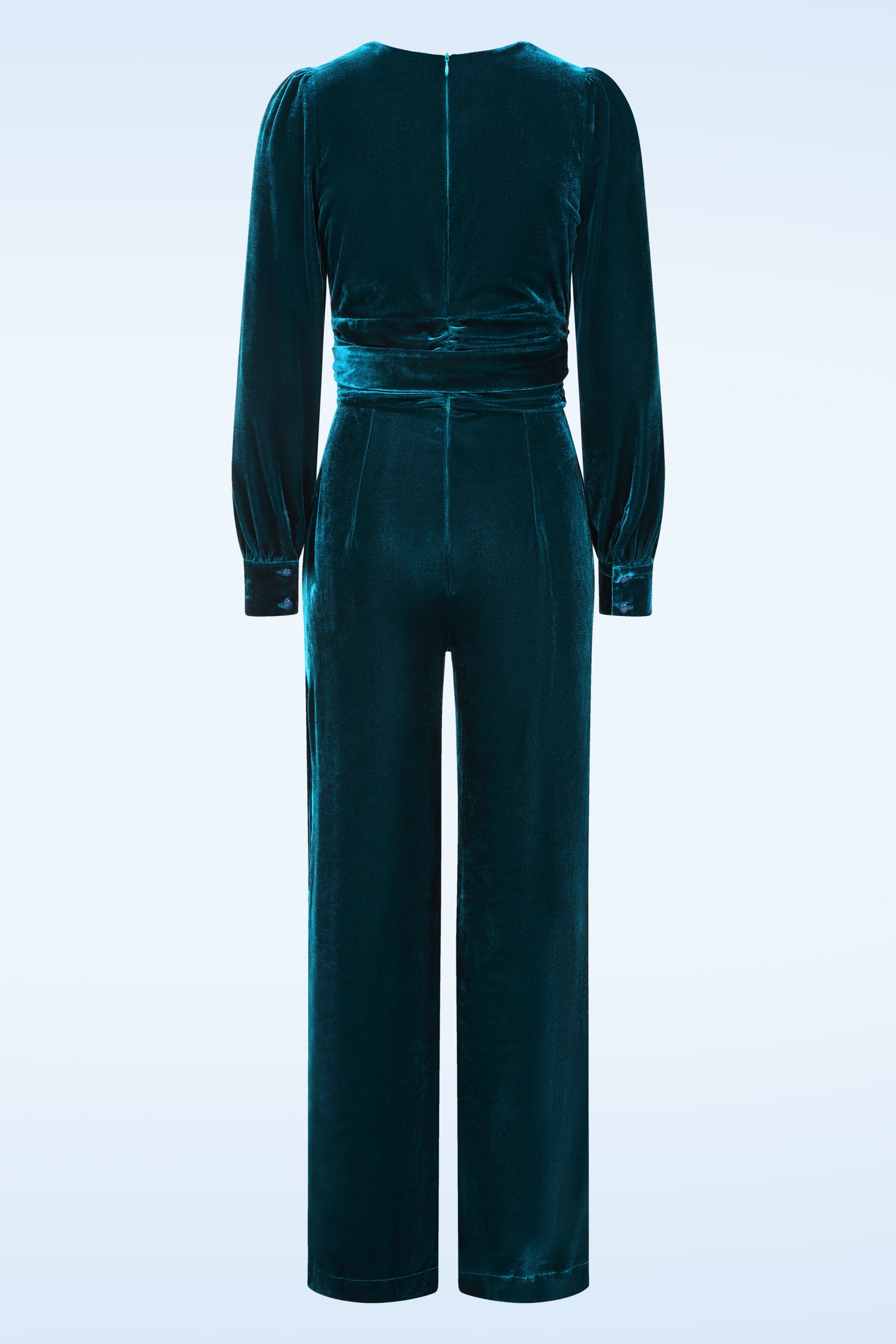 Vintage Diva  - Celeste fluwelen jumpsuit in teal 7