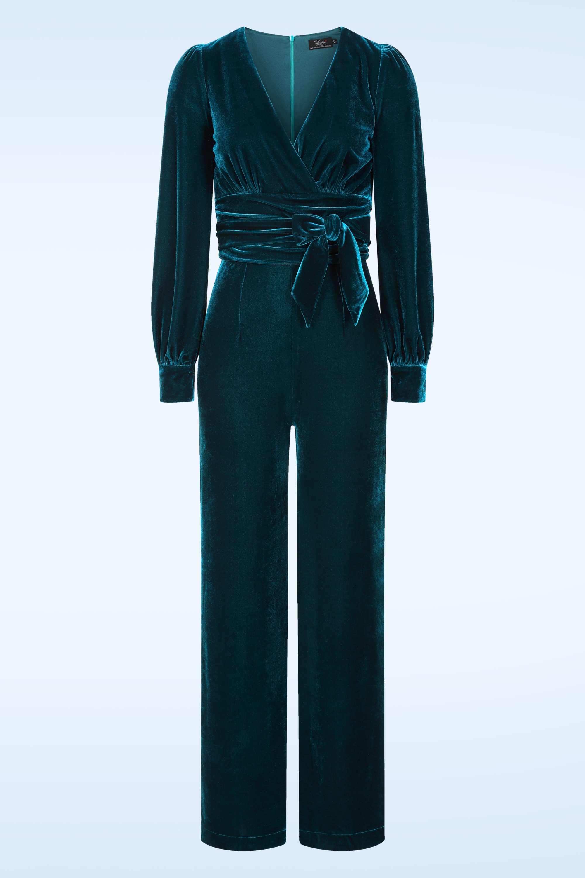 Vintage Diva  - Celeste fluwelen jumpsuit in teal 2