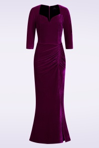 Vintage Diva  - Elvira maxi jurk in bordeauxrood 3