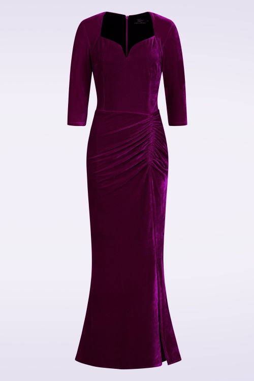 Vintage Diva - Elvira maxi jurk in bordeauxrood 2