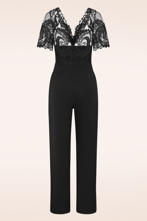 Vintage Diva  - Leonora Lace jumpsuit in zwart 5