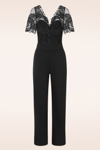 Vintage Diva  - Leonora Lace jumpsuit in zwart 2