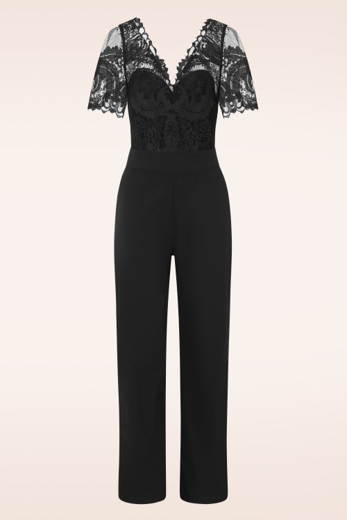 Vintage Diva - Leonora Lace jumpsuit in zwart 2