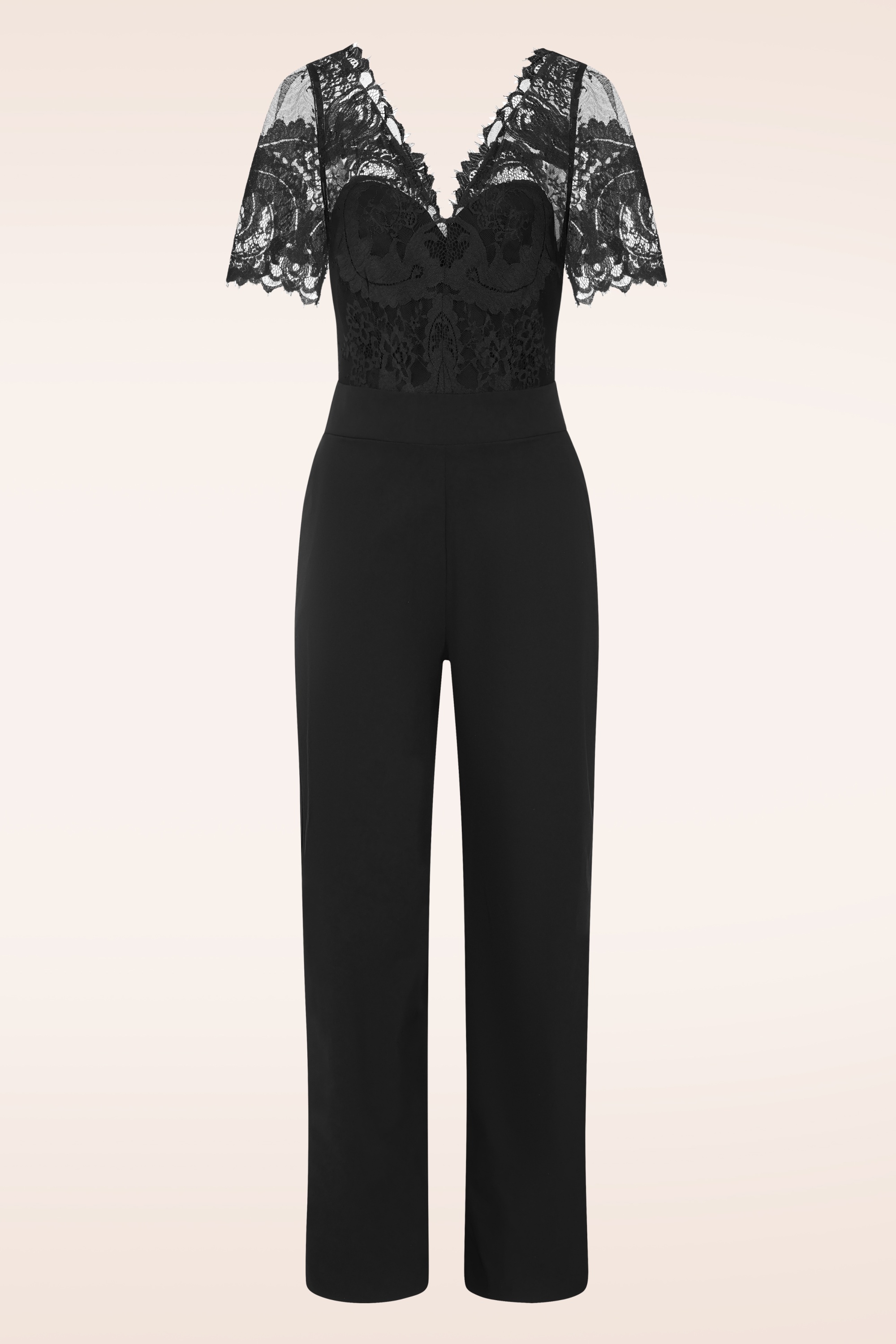 Vintage Diva  - Leonora Lace jumpsuit in zwart 2