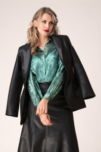 Topvintage Boutique Collection - Topvintage exclusive ~ Liana Faux Leather blazer in zwart 4