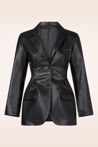 Topvintage Boutique Collection - Topvintage exclusive ~ Liana Faux Leather blazer in zwart