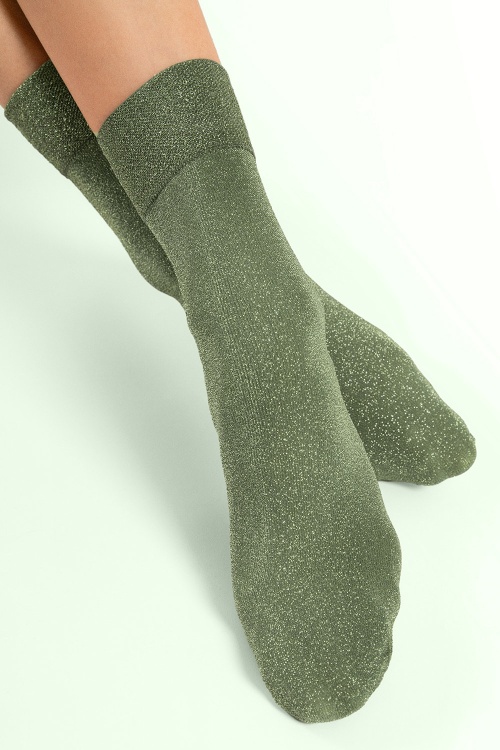 Fiorella - Brillo Glitter sokjes in milky groen