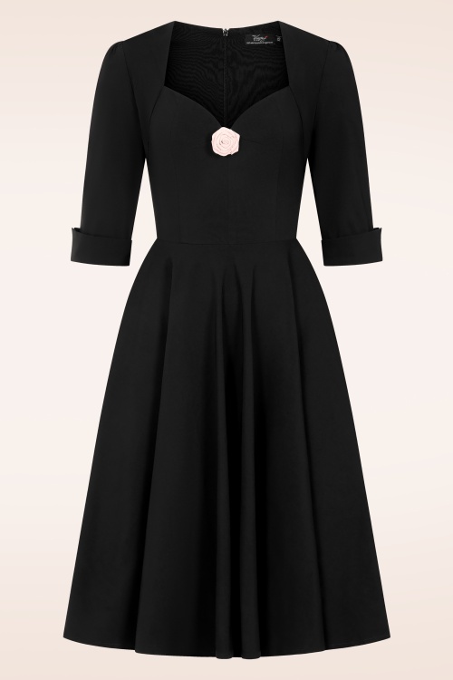 Vintage Diva - Vanity swing jurk in zwart 2