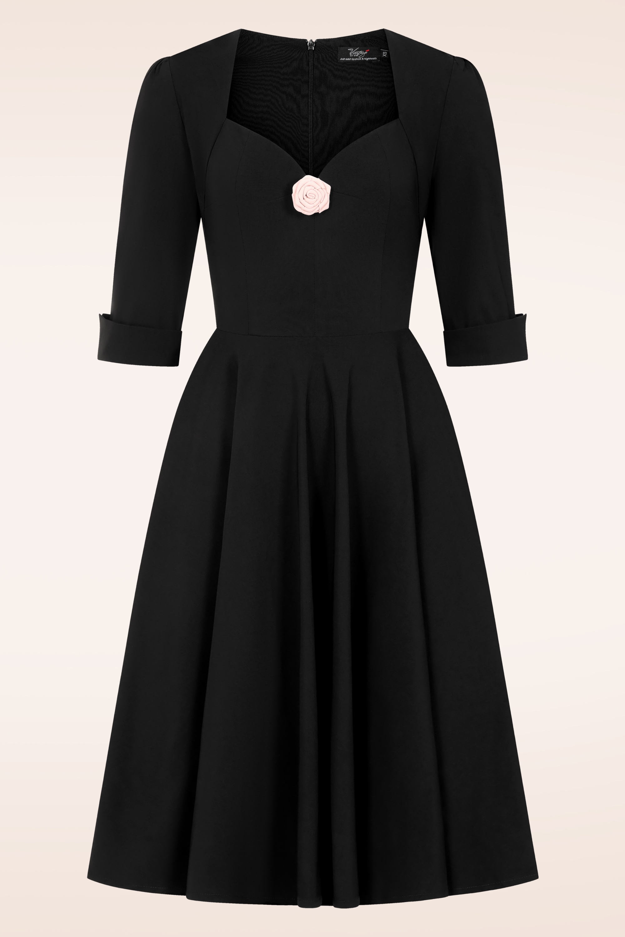 Vintage Diva  - Vanity swing jurk in zwart 2