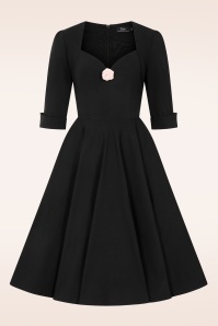 Vintage Diva  - Vanity swing jurk in zwart 5