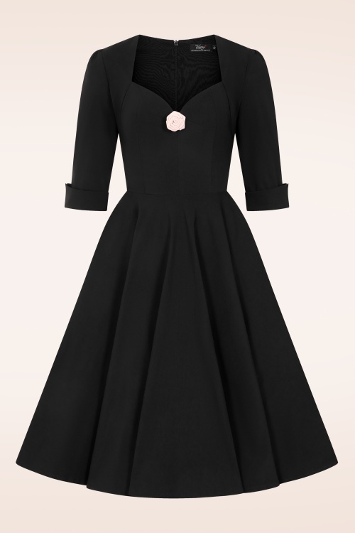Vintage Diva  - Vanity swing jurk in zwart 5