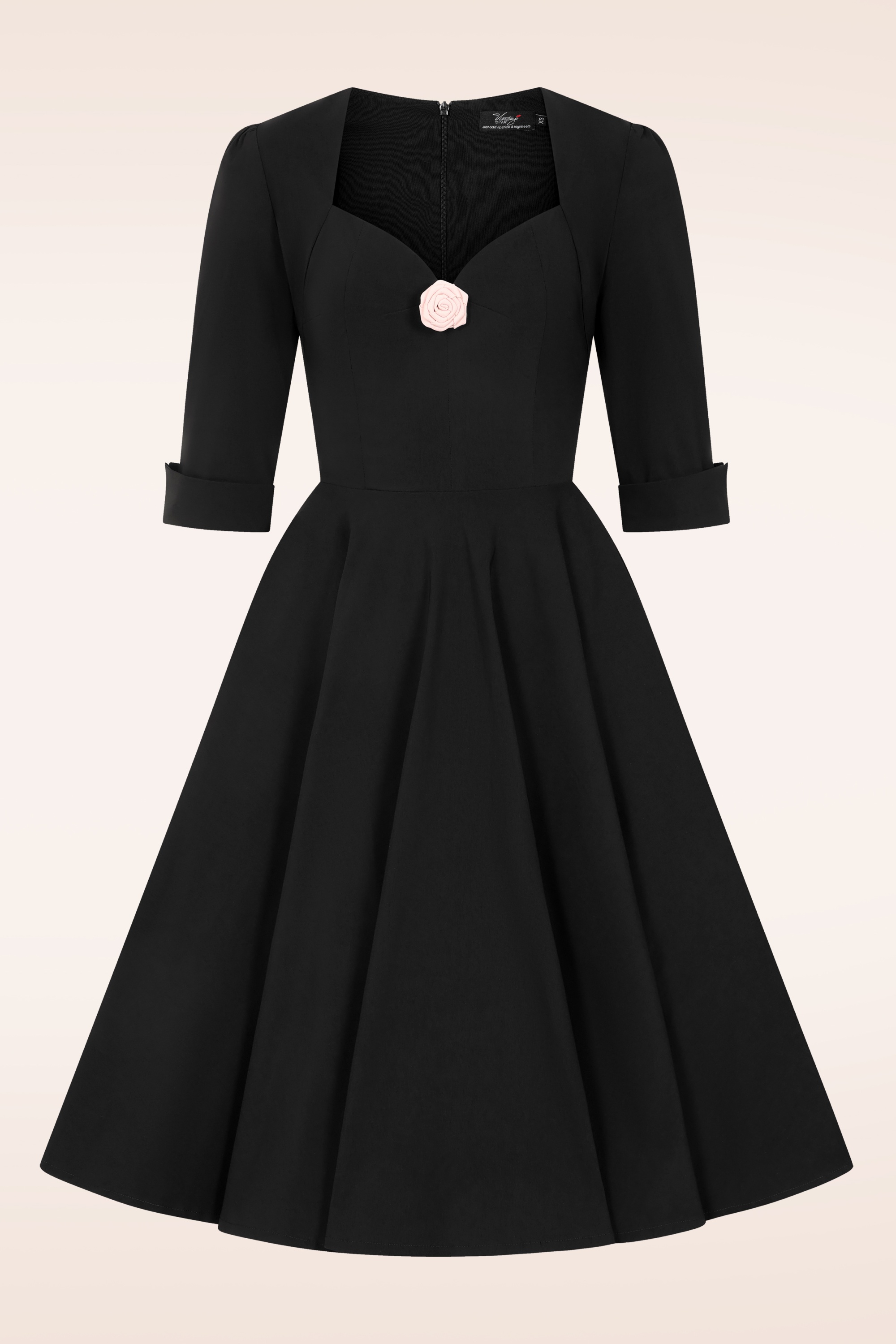 Vintage Diva  - Vanity swing jurk in zwart 5