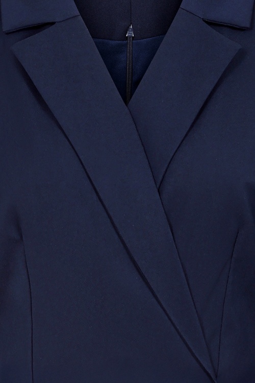 Vintage Diva  - Palmer pencil jurk met overrok in marineblauw 7
