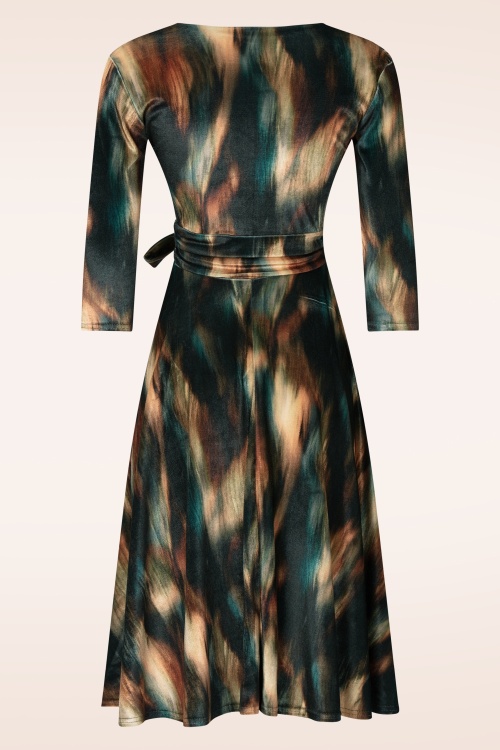 Vintage Chic for Topvintage - Topvintage exclusive ~ Aria Velvet Fade swing jurk in zwart en multi 4