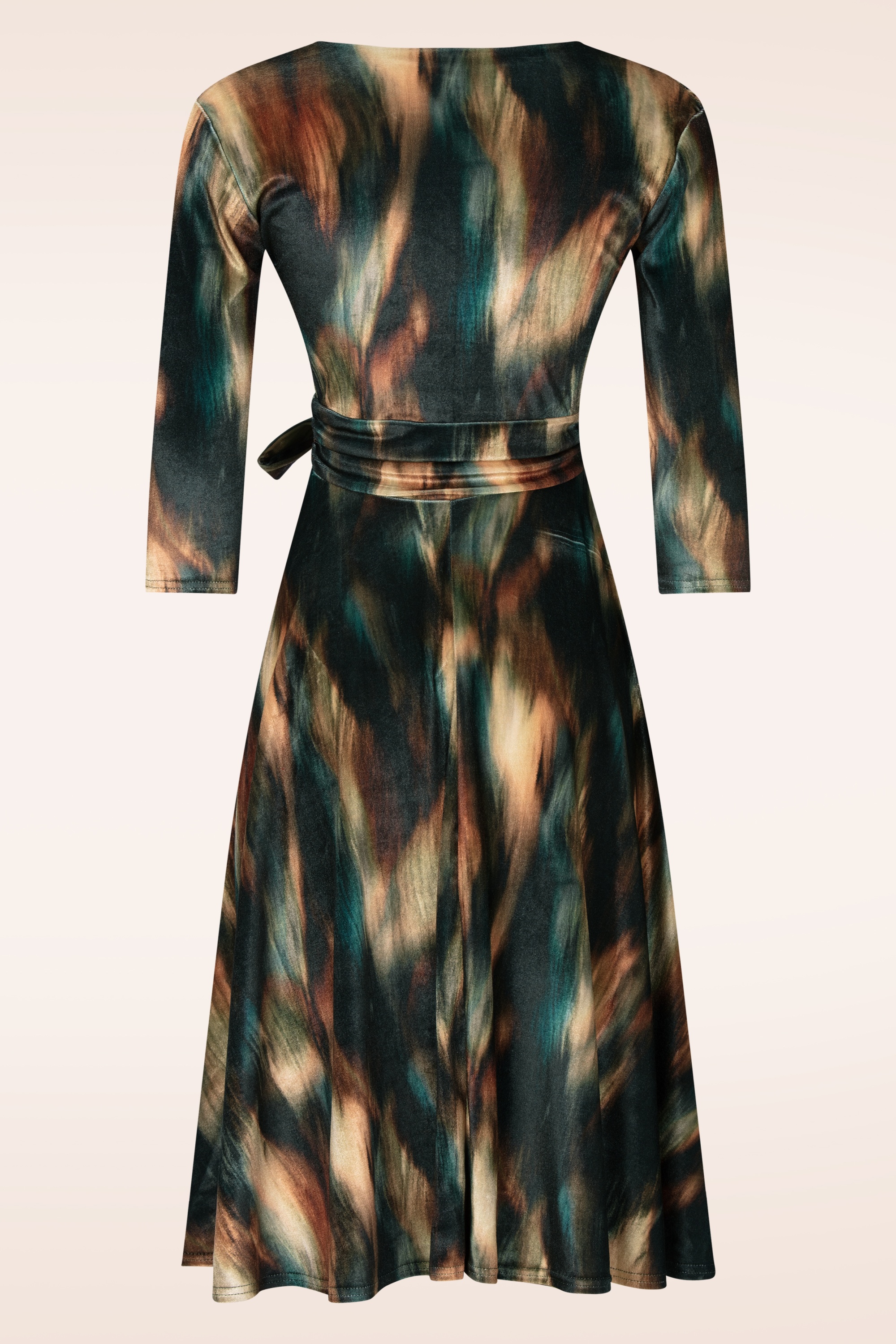 Vintage Chic for Topvintage - Topvintage exclusive ~ Aria Velvet Fade swing jurk in zwart en multi 4