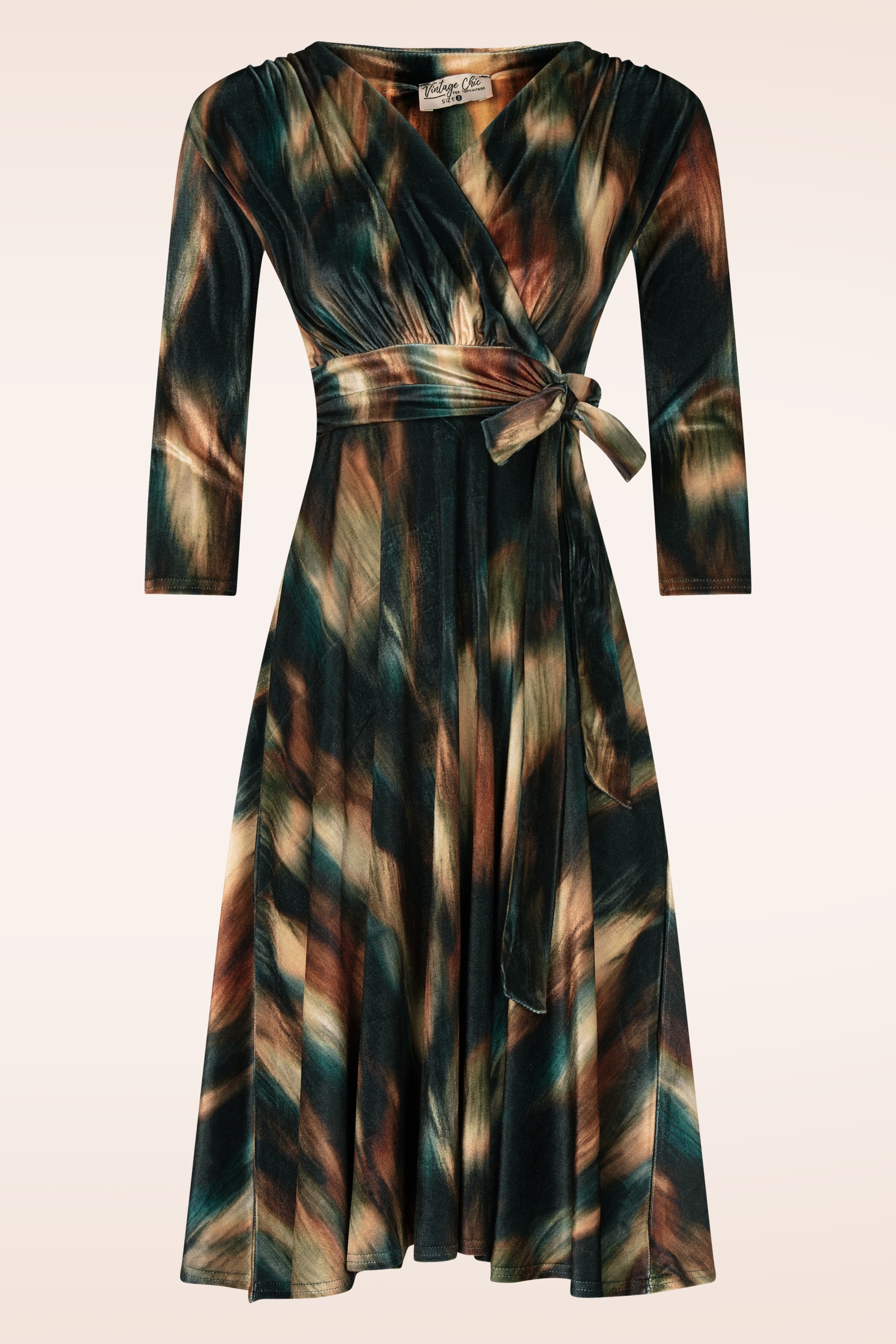 Vintage Chic for Topvintage - Topvintage exclusive ~ Aria Velvet Fade swing jurk in zwart en multi 2