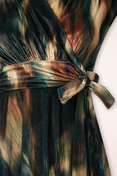 Vintage Chic for Topvintage - Topvintage exclusive ~ Aria Velvet Fade swing jurk in zwart en multi 2