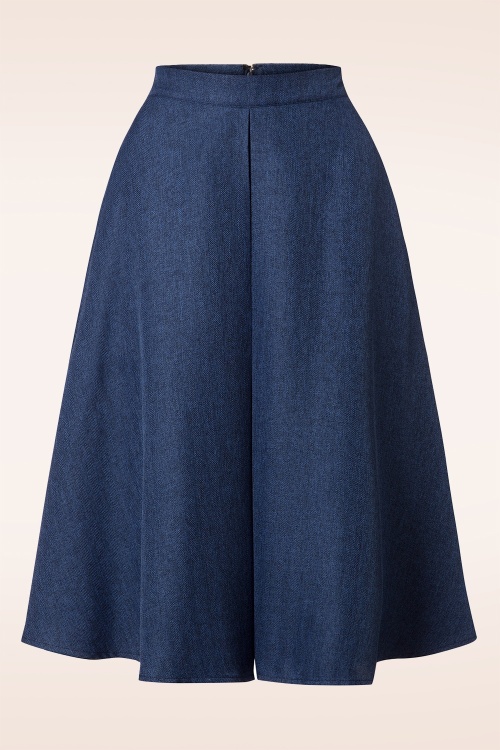 Banned Retro - Donna flare rok in staalblauw 2