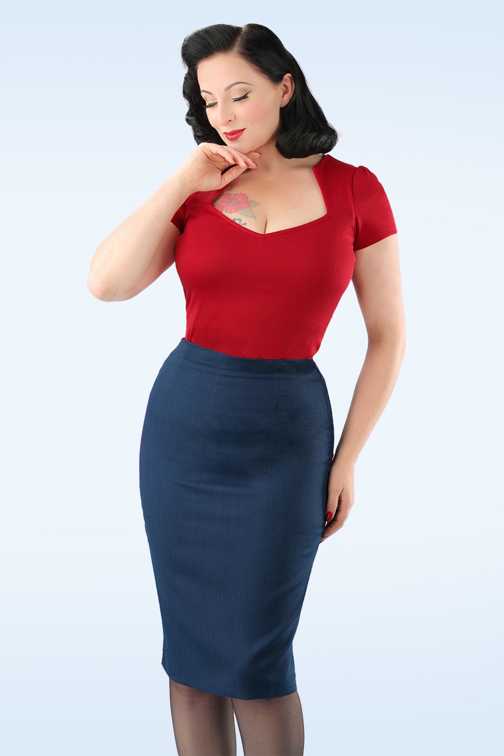 Banned Retro - Paula pencilrok in middernachtblauw