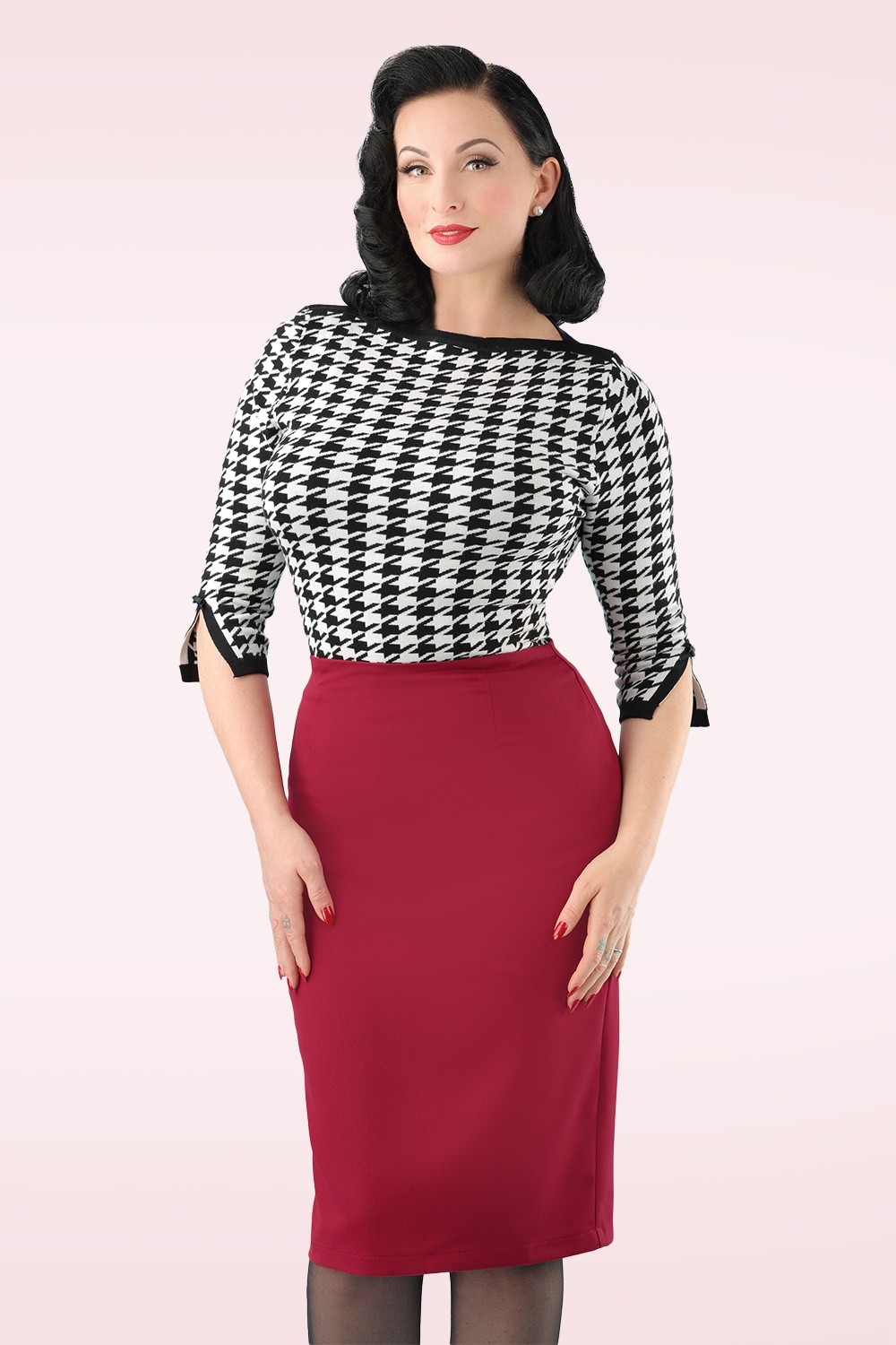 Banned Retro - Paula pencilrok in rood