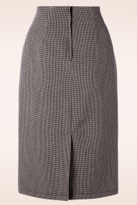 Banned Retro - Moyra pencilrok met gestrikte voorkant in grijs en zwart pied-de-poule 2