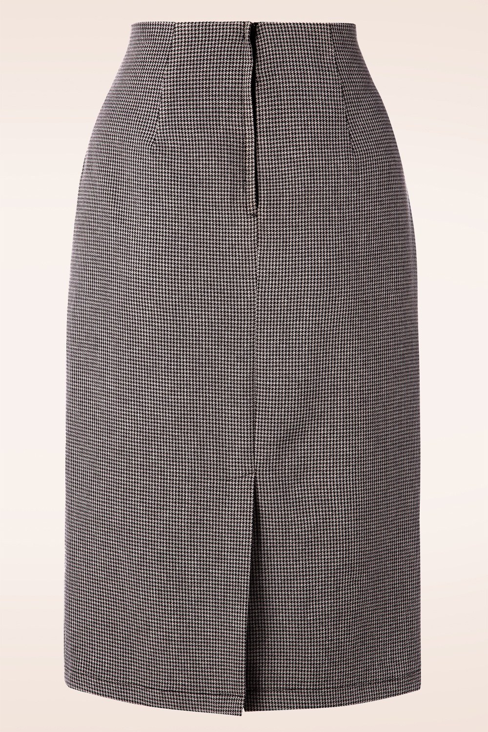 Banned Retro - Moyra pencilrok met gestrikte voorkant in grijs en zwart pied-de-poule 2