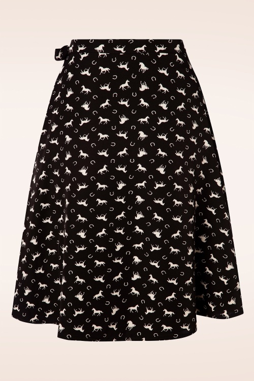 Banned Retro - Wild Horses wikkelrok in zwart 3