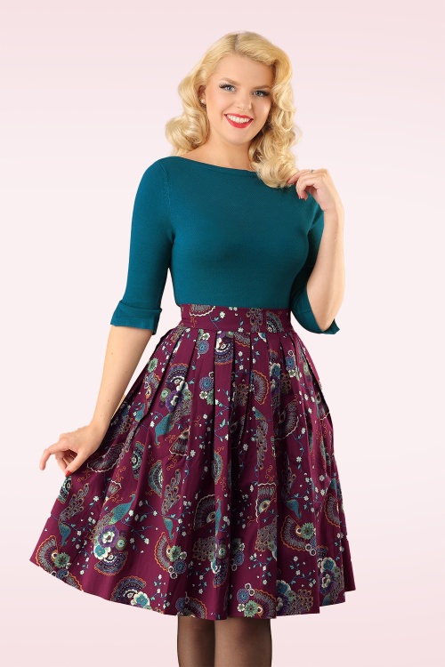 Banned Retro - Frankie Peacock swingrok in paars