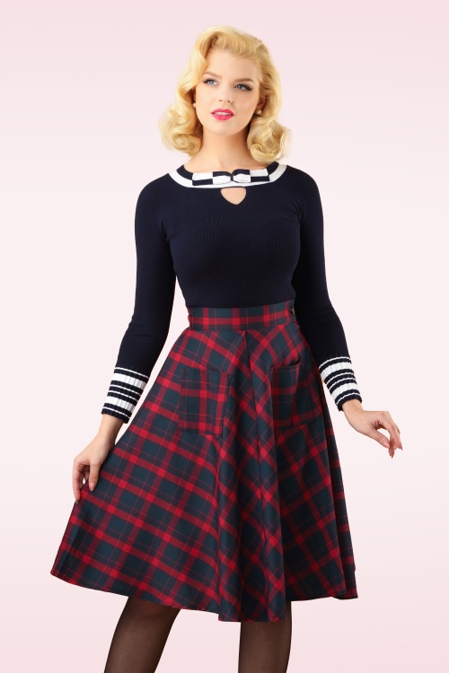 Banned Retro - Apple Of My Eye Tartan rok in blauw en rood