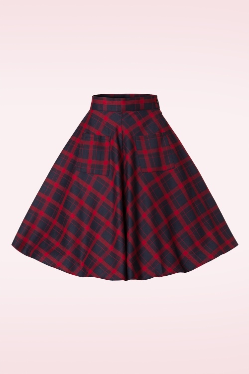 Banned Retro - Apple Of My Eye Tartan rok in blauw en rood 2