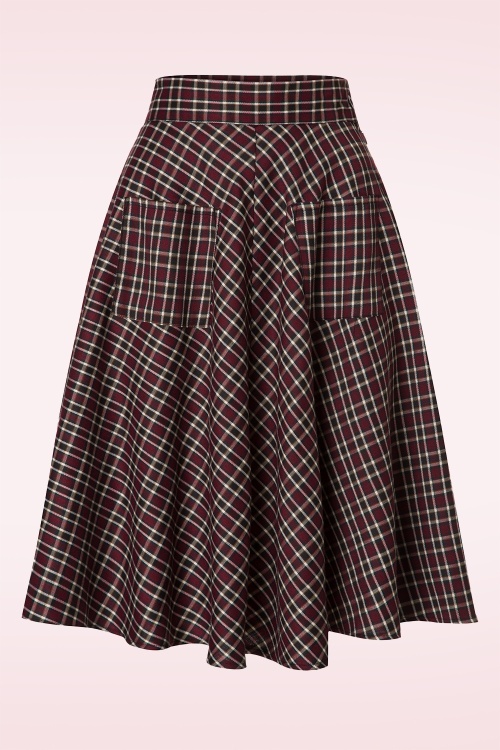 Banned Retro - Apple Of My Eye Tartan rok in bordeaux en zwart 2
