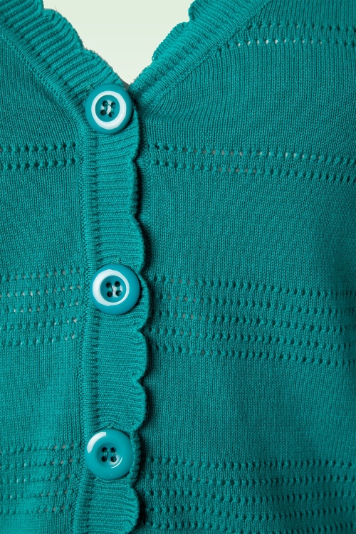 Banned Retro - Pointelle vest in aquablauw 3