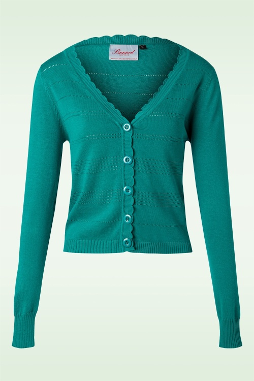 Banned Retro - Pointelle vest in aquablauw