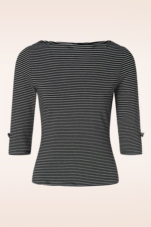 Banned Retro - Simply stripe top in zwart